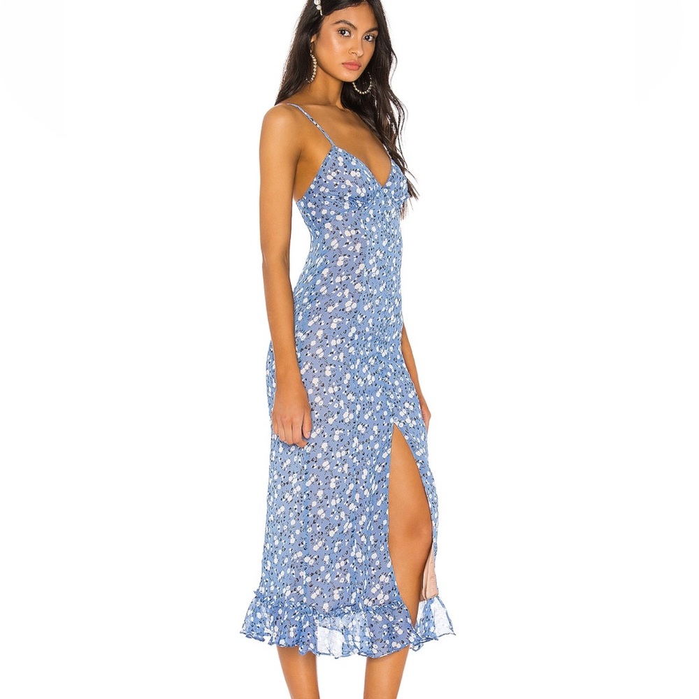 Quincy Midi Dress in Blue Ditsy